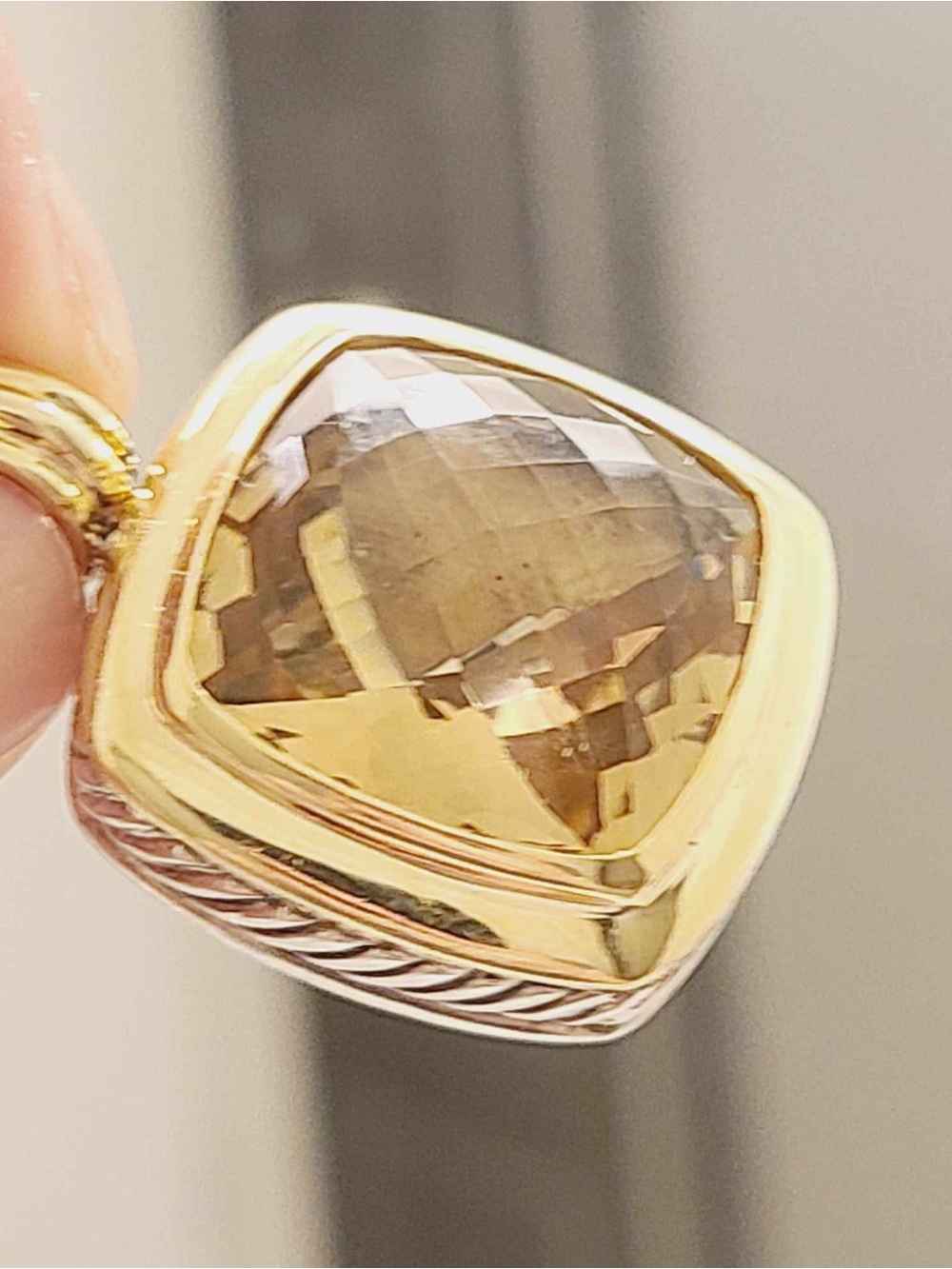 David Yurman Albion 20mm Champagne Citrine Pendant Enhancer With 18k Gold - Picture 3 of 5